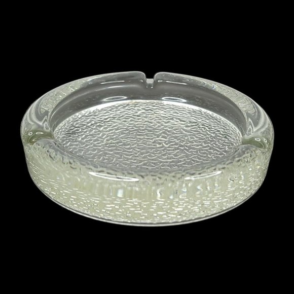 Vintage Pebble Textured Bottom Glass Ashtray Three Slots Trinket 5.5" Diameter - Picture 6 of 10